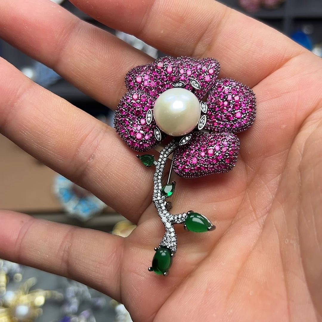 淡水珍珠胸针合金