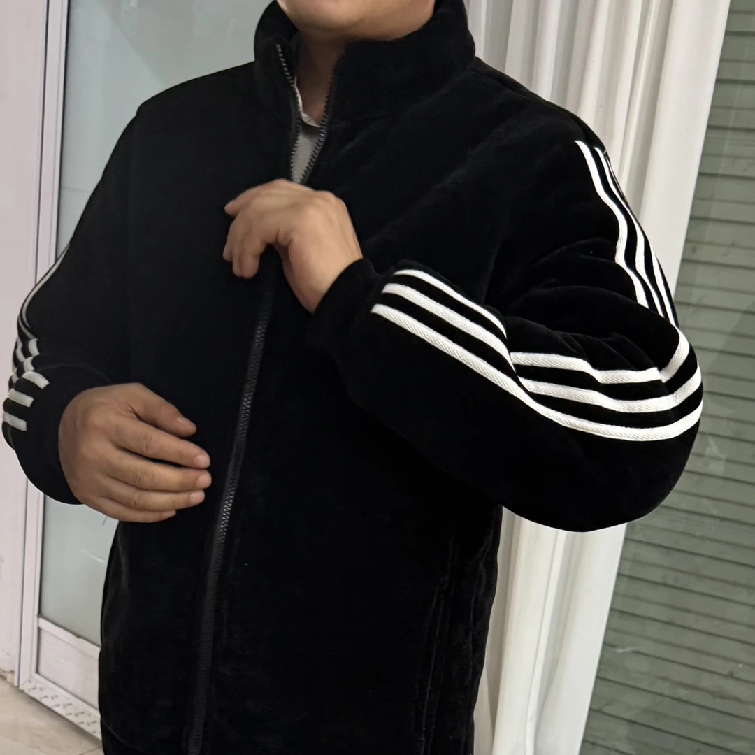 单件上衣三条杠升级版雪尼尔加绒加厚情侣睡衣冬季保暖防寒可外穿