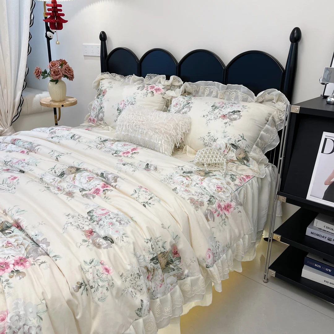 伊伊推荐【浪漫美琳】法式优雅复古全棉加厚工艺款高端四件套床裙款