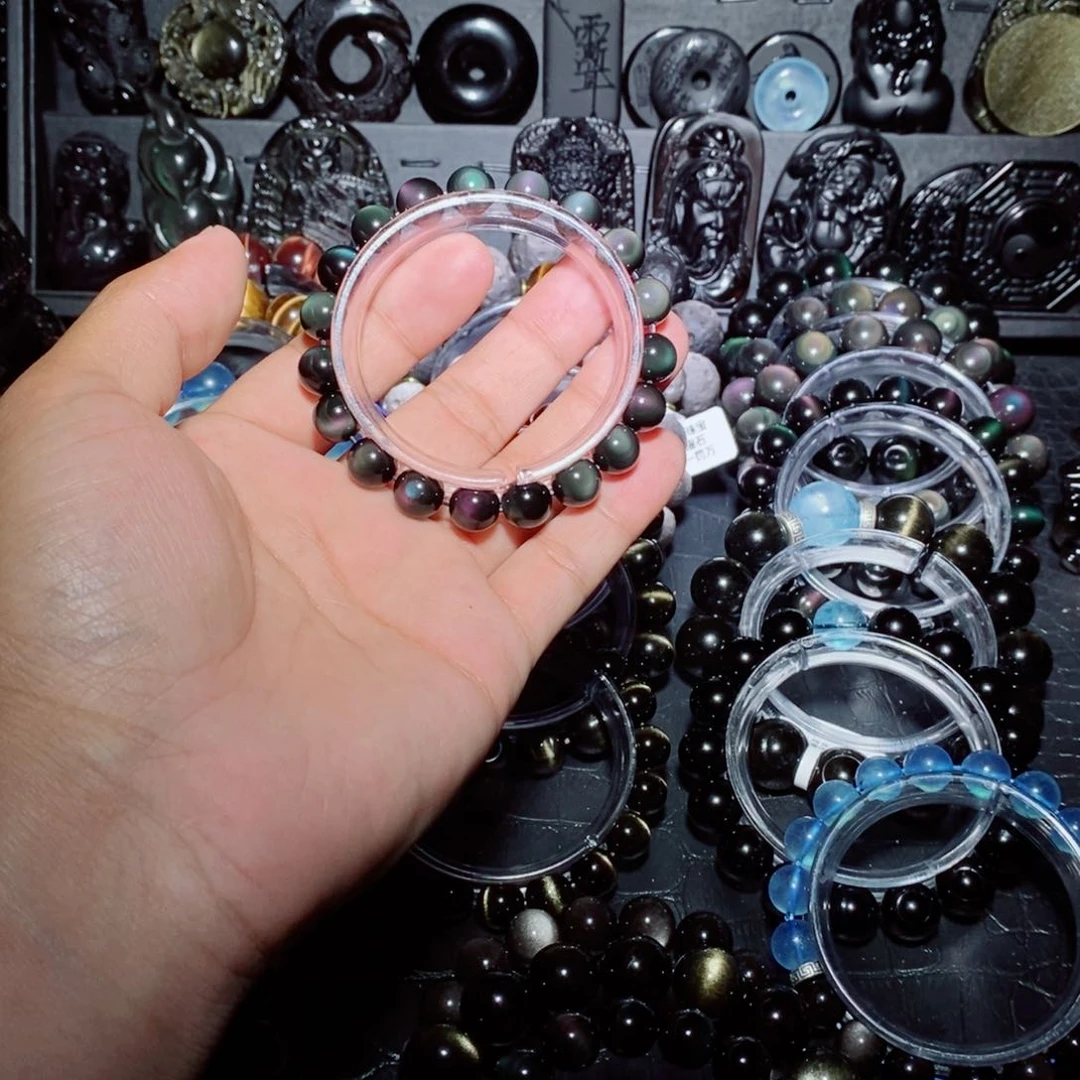 黑曜岩未镶嵌手链姐****懂