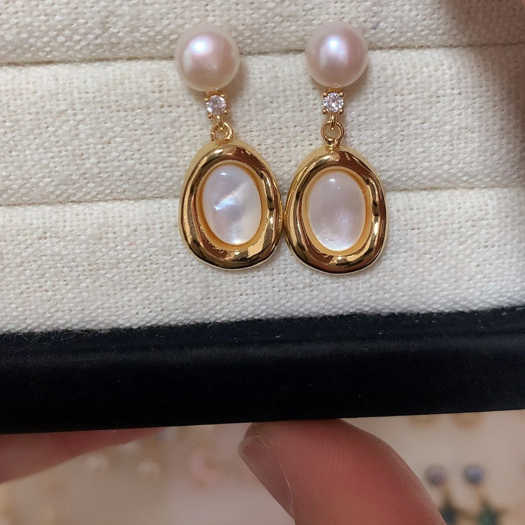 淡水珍珠耳饰合金