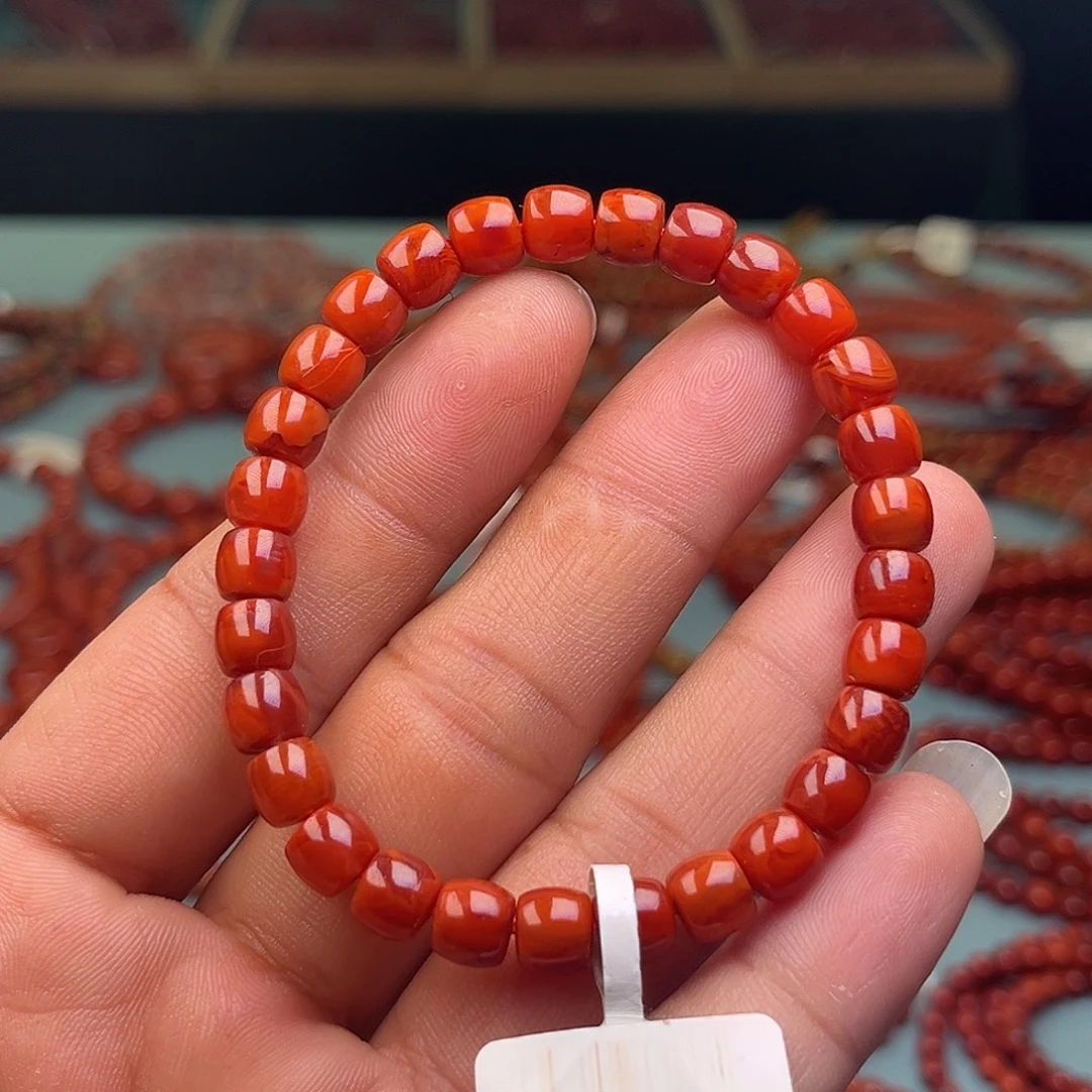 南红玛瑙未镶嵌手链直切卡7 m m