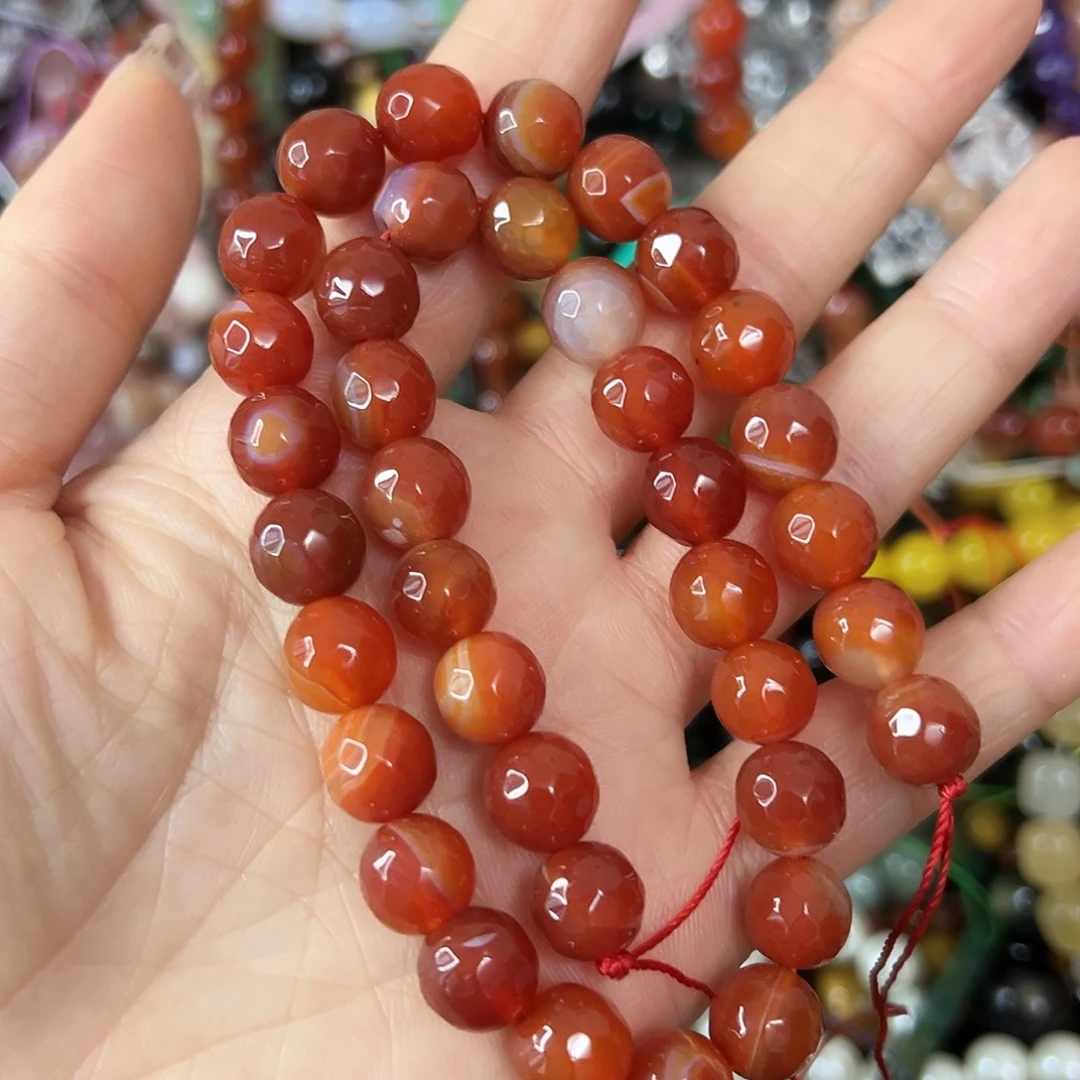 玛瑙/玉髓合金珠宝半成品，卡10红玛瑙一条