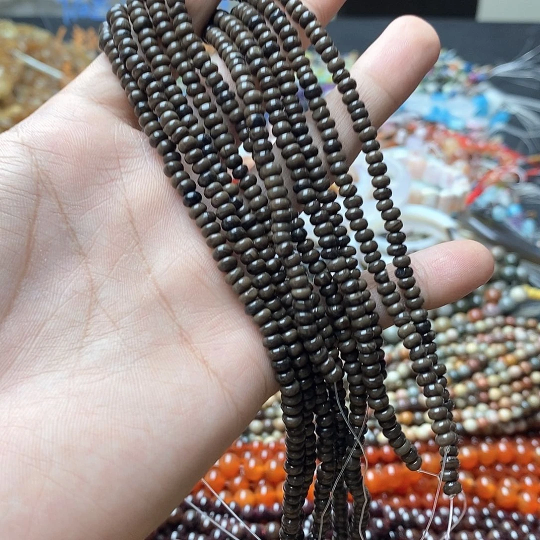 玛瑙/玉髓合金珠宝半成品两条天然2X4mm咖啡玛瑙隔片