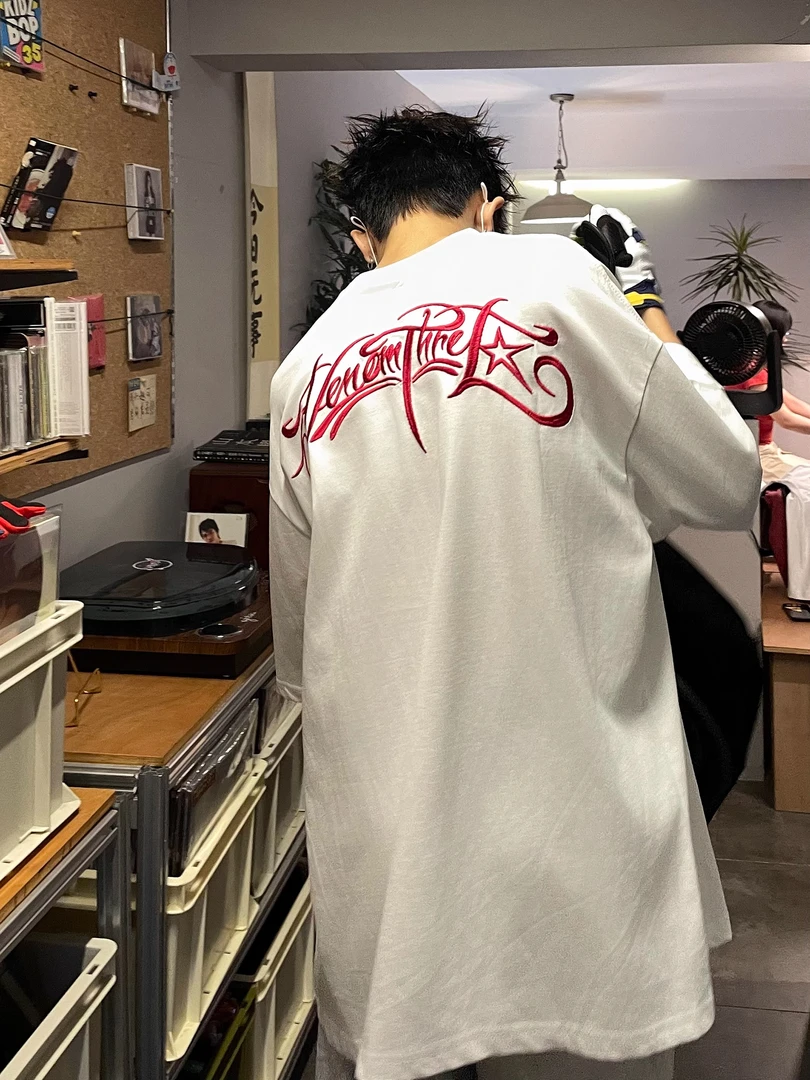 美式潮流重磅哥特字母印花纯棉短袖T恤男宽松高街复古上衣圆领
