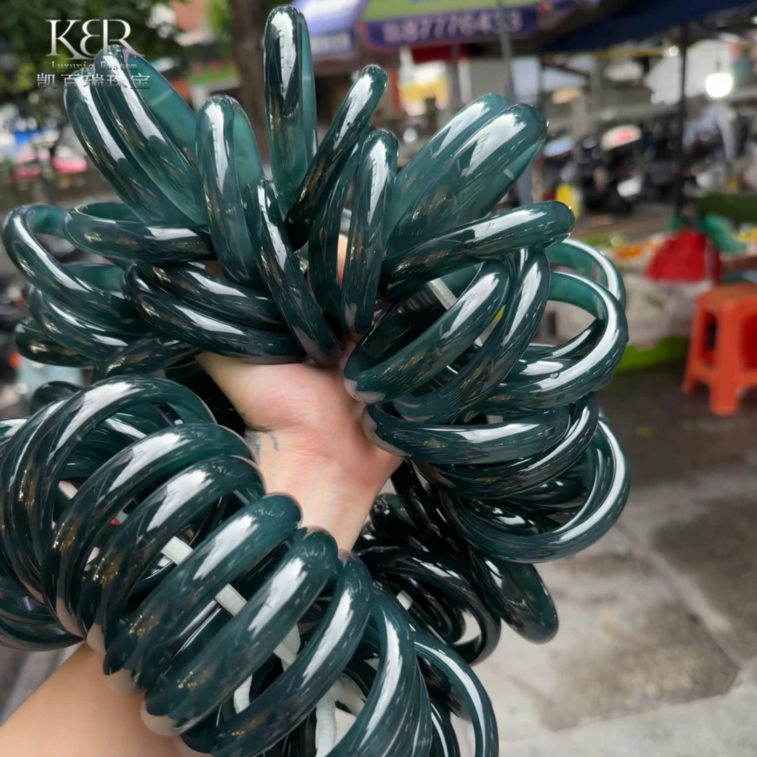 天然A货翡翠高货正圈手镯气质百搭发其一 KBR1120003