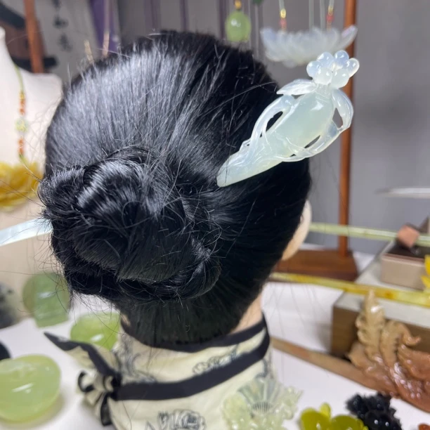 粉丝福利,岫玉人参发簪,总长20入发14