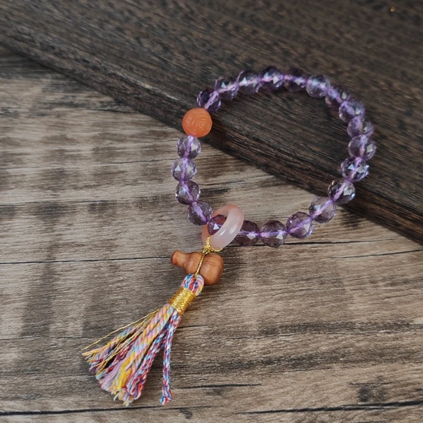 【织花槿】紫水晶南红雕刻崖柏小葫芦流苏