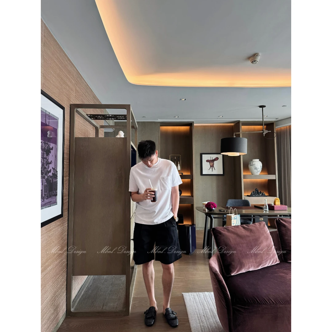 MBNL-F「H小标刺绣」秦磊男装极简宽松纯色圆领短袖T恤LL-LSY1006