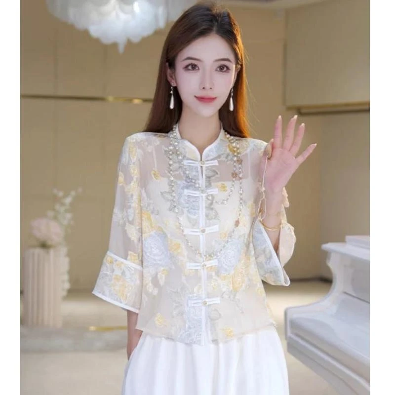 北栀国色天香春夏绣花新中式防晒外套显瘦中国风时尚古风宽松