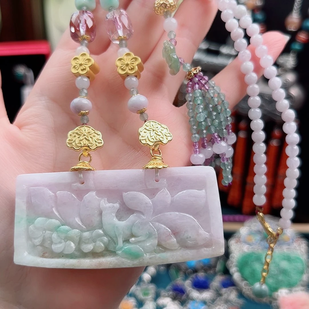 翡翠银S925镶嵌颈饰，