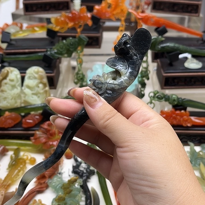 蛇纹石玉岫玉发簪未镶嵌