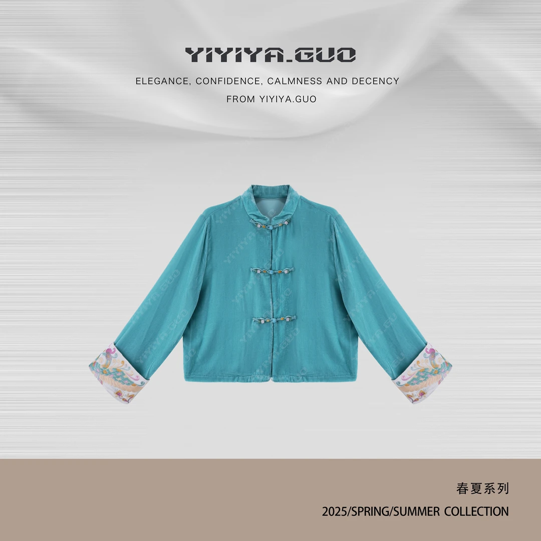 yiyiya.Guo艺艺吖【芙蓉少女】三色真丝丝绒外套0754SS52