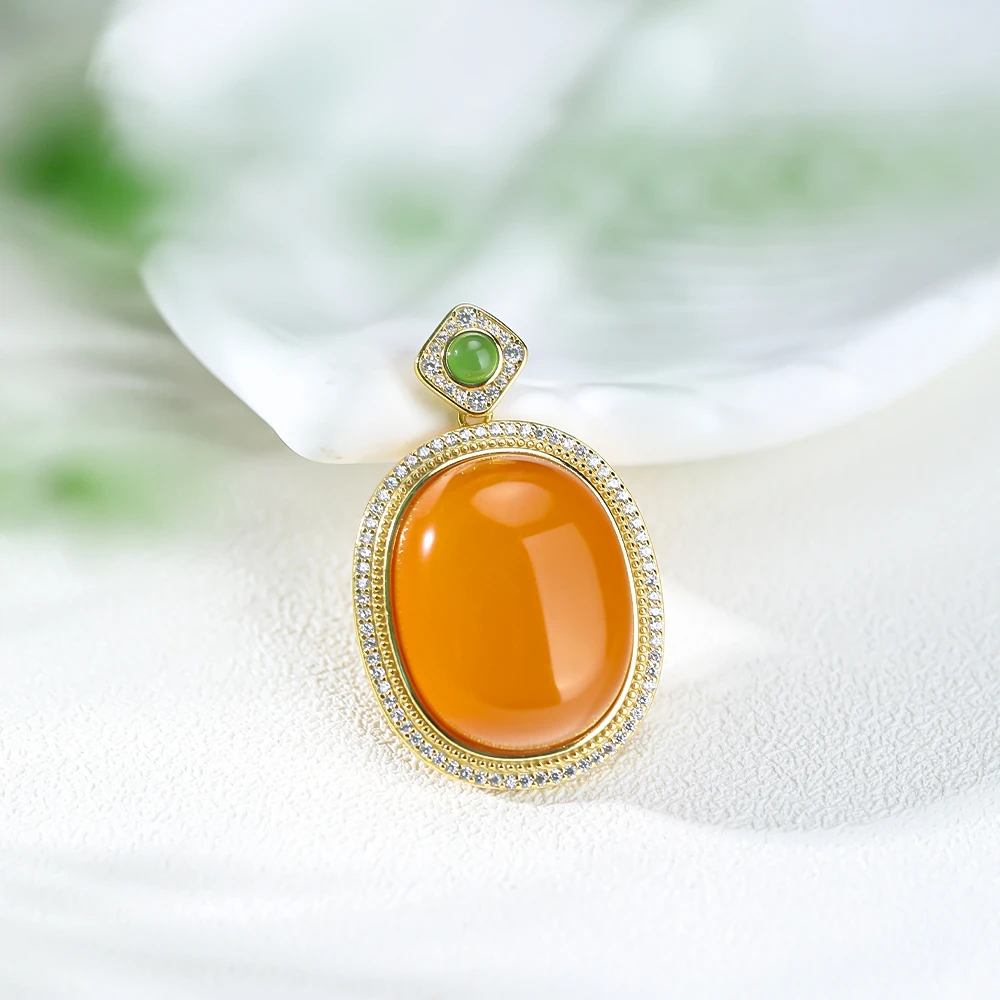 【星光村小飞MX2070】925银镶蜜蜡吊坠(多样性发一件)