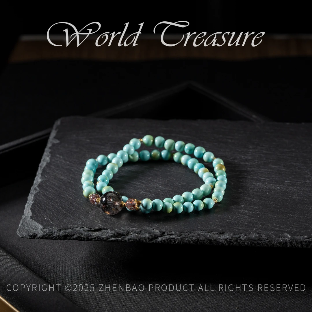 【世间臻宝】18K绿松石DIY双圈手串/Q2839/多样性发一件/5mm/3