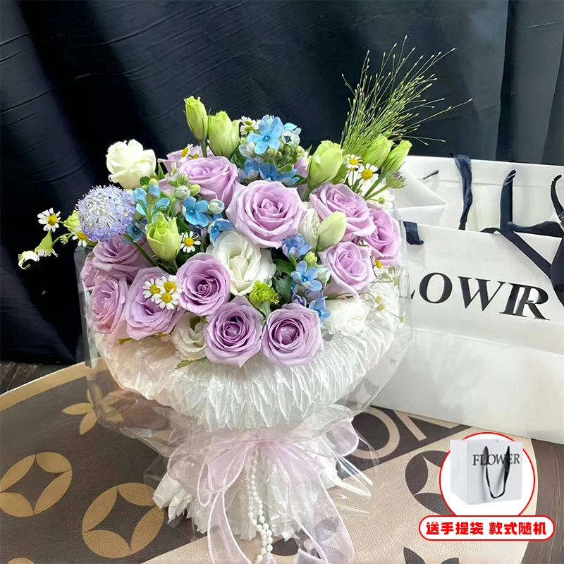 花花专属·【人间浪漫】紫玫瑰鲜花束送女生送恋人爱人见面花束表白约会生日礼物小时达鲜花团购同城配送