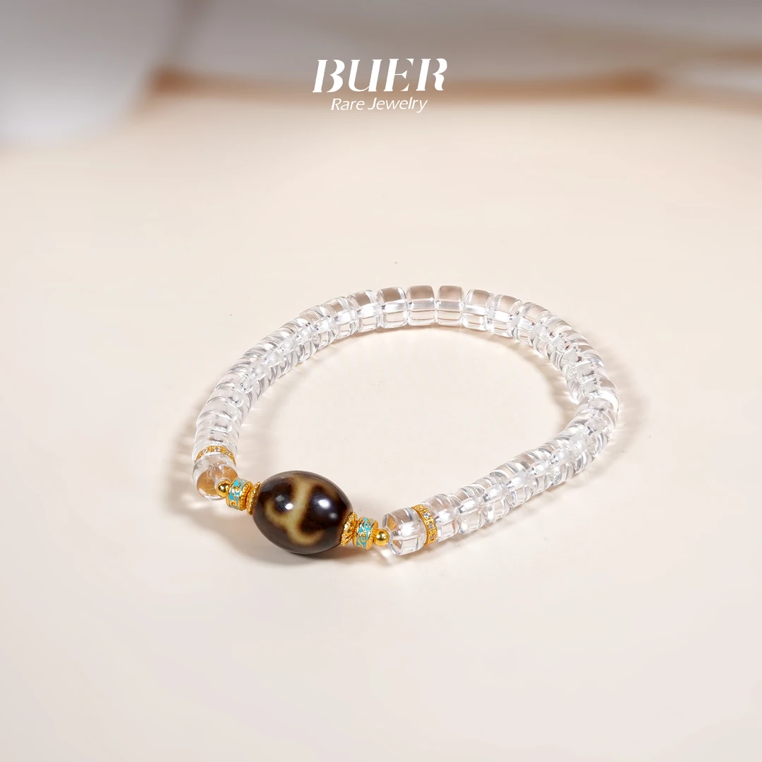 【不二】度母珠珠配白水晶DIY手串6mm+