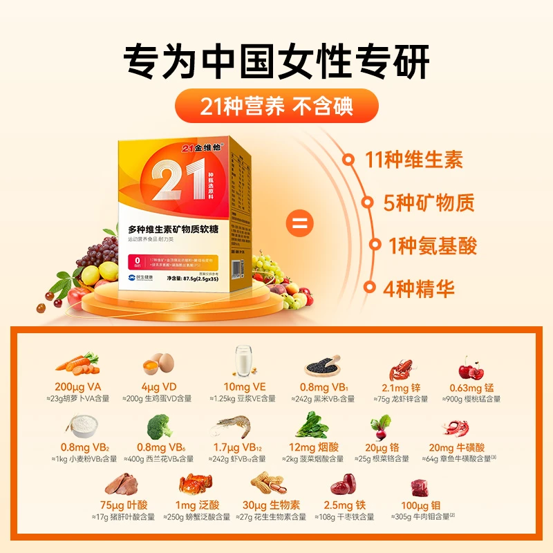 21金维他多种复合维生素软糖元气铁女气血零食维生素EDB官方正品
