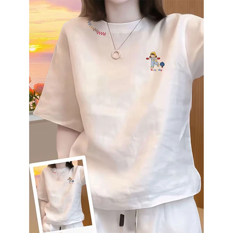 2025新款小众正肩辣妹t恤女夏季韩系ins洋气上衣时髦纯棉网红短袖