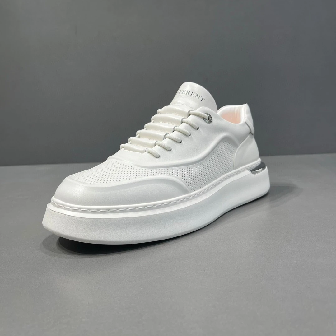 小白鞋男2025新款一脚蹬夏季镂空透气男士厚底增高运动时尚休闲鞋