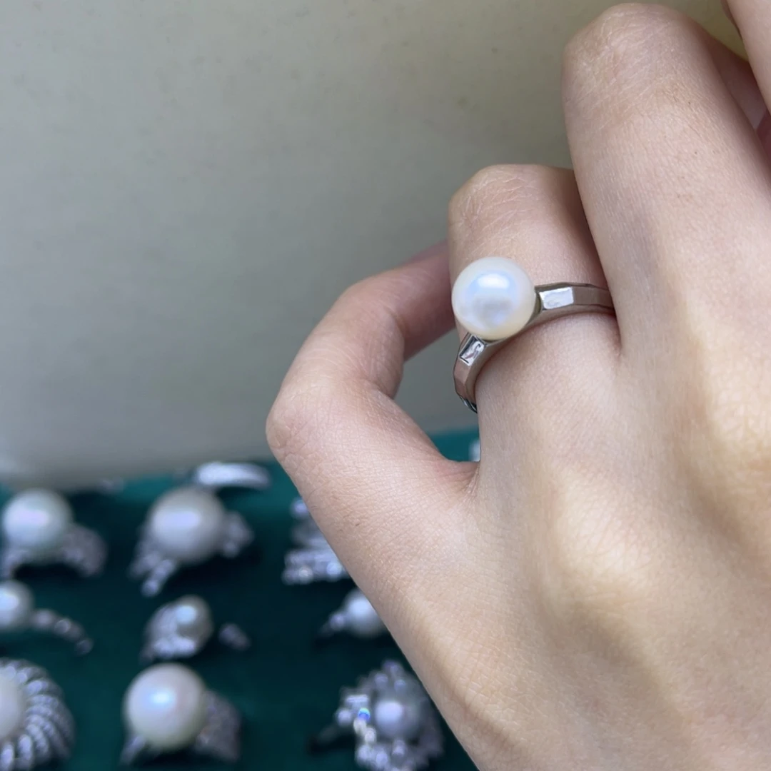 淡水珍珠戒指银S925镶嵌