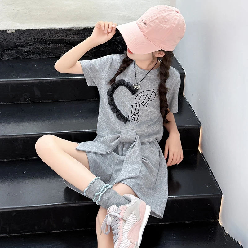 女童套装夏装2025新款儿童洋气网红夏季运动时髦女大童两件套夏天
