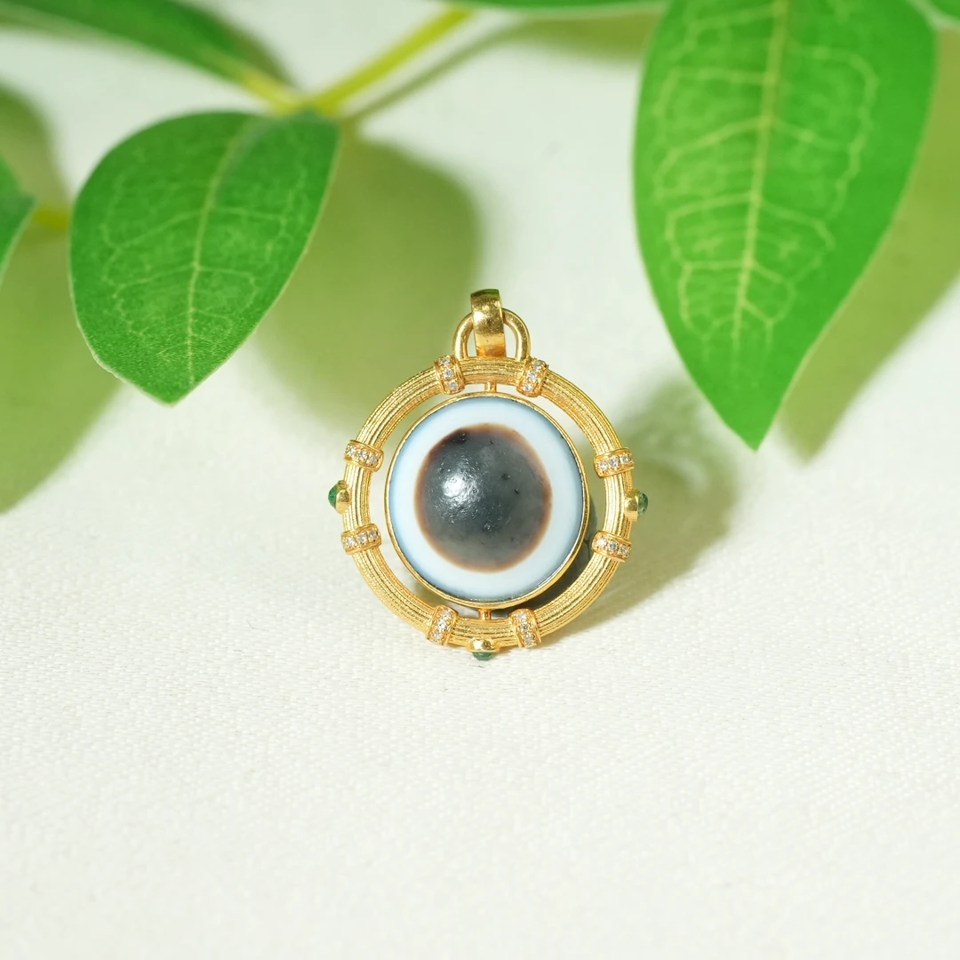 明早期羊眼玛瑙镶嵌吊坠【古珠精选】AAXXY250121008