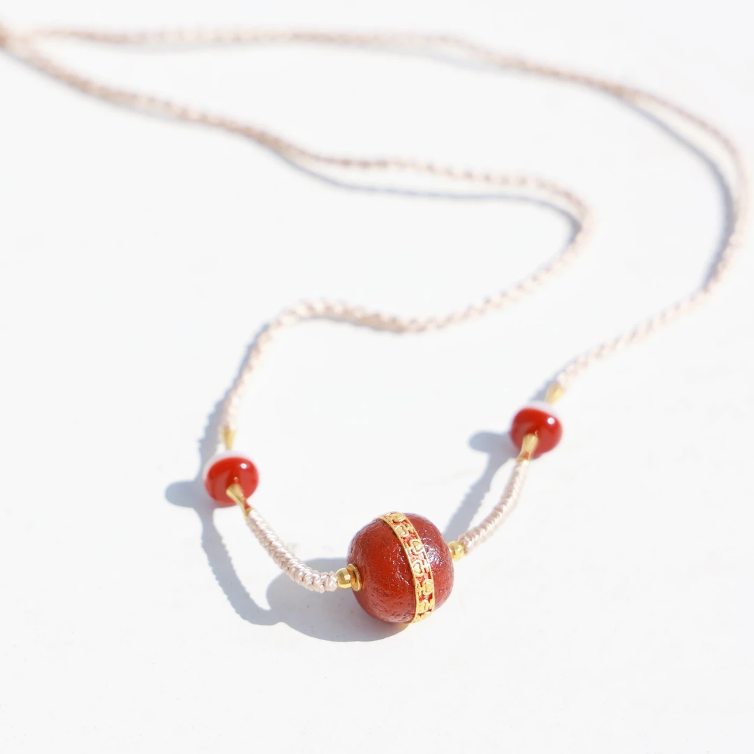 转过山 五月火活动18k金镶宝瓶玛瑙项链（拉萨直发）DU250425206