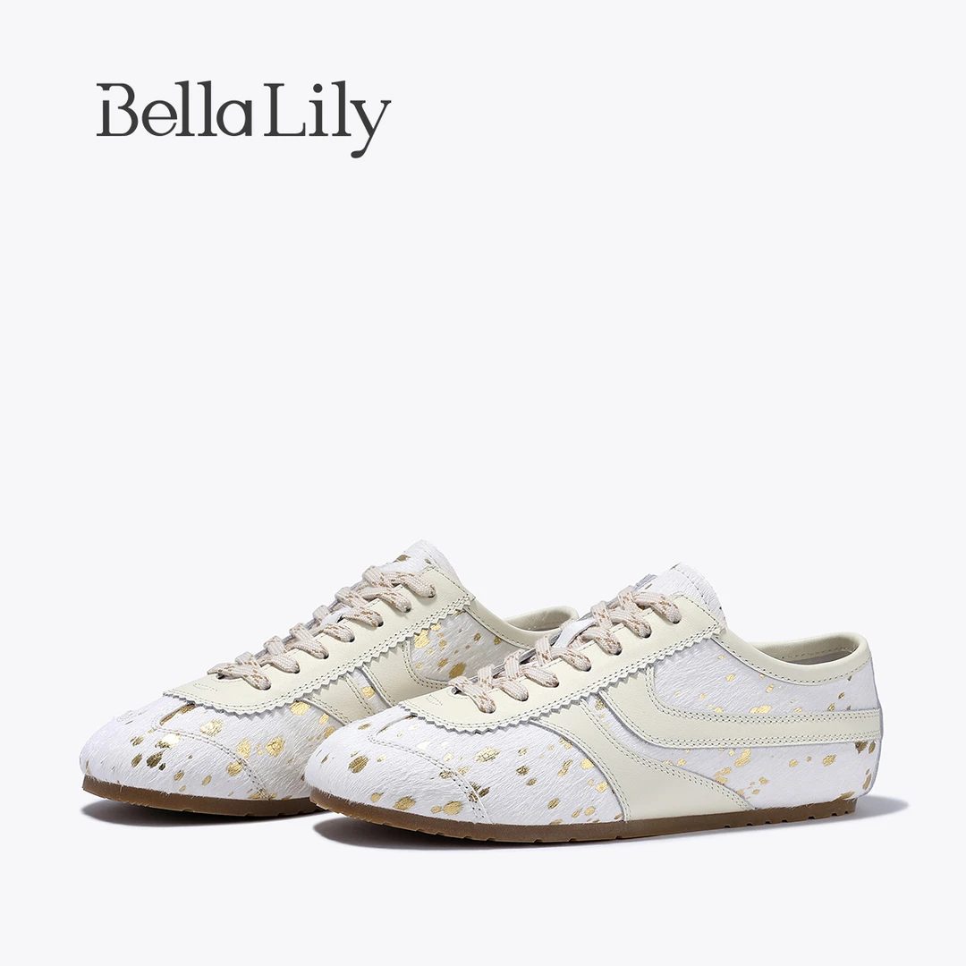BellaLily2025春夏新款小众个性休闲鞋豹纹平底鞋轻便休闲鞋子女