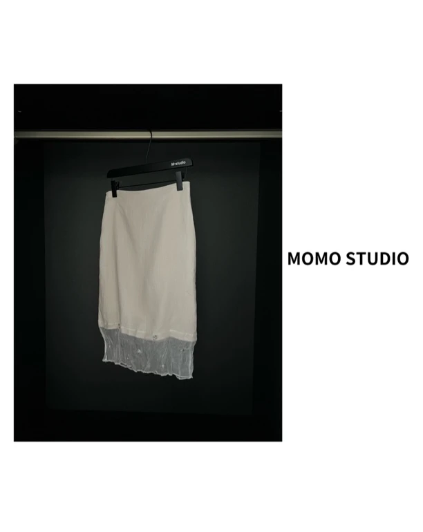 【MOMO STUDIO】白色网纱立体花朵半裙