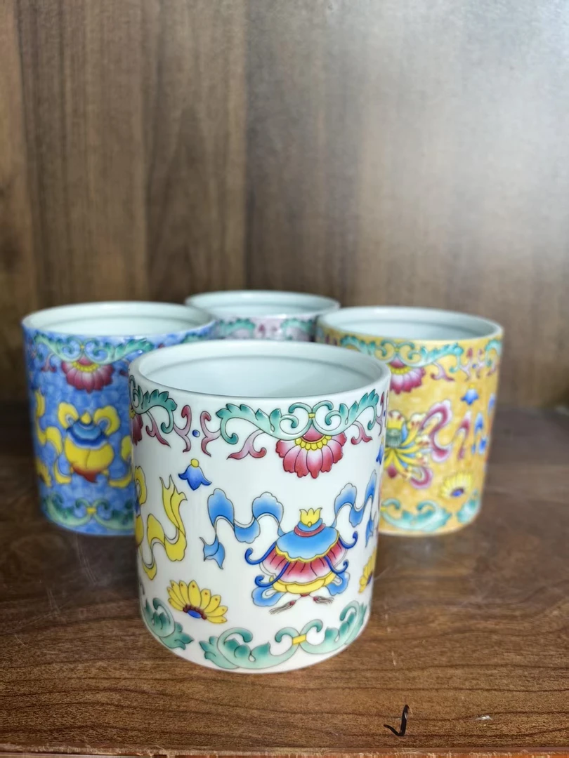 T21景德镇制陶瓷珐琅彩可乐杯4件