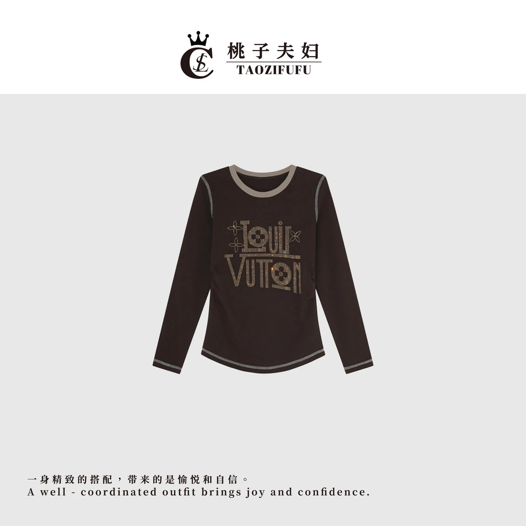 【TAOZIFUFU/潮品设计】B57036时尚新款亮晶晶圆领百搭T恤