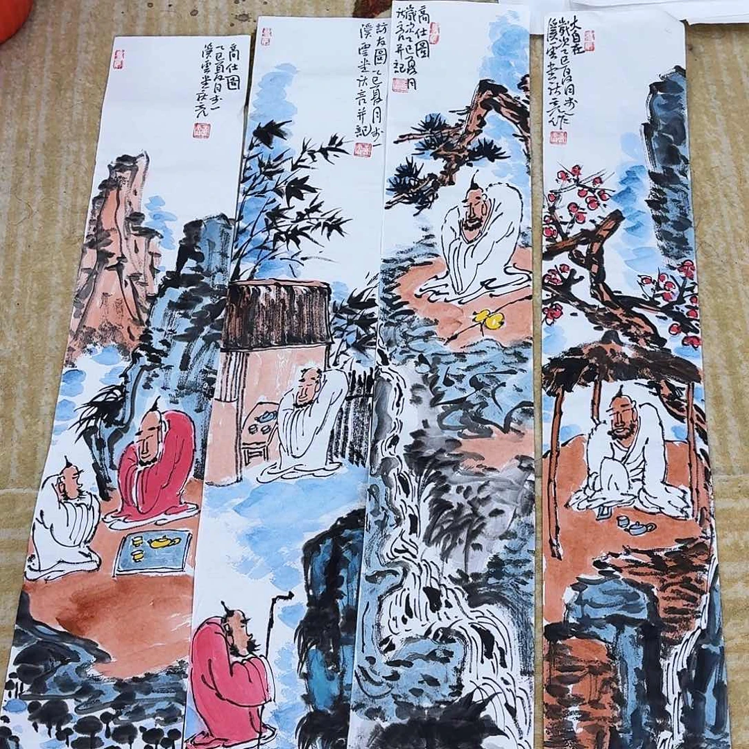 修***世国画小四条手工作品