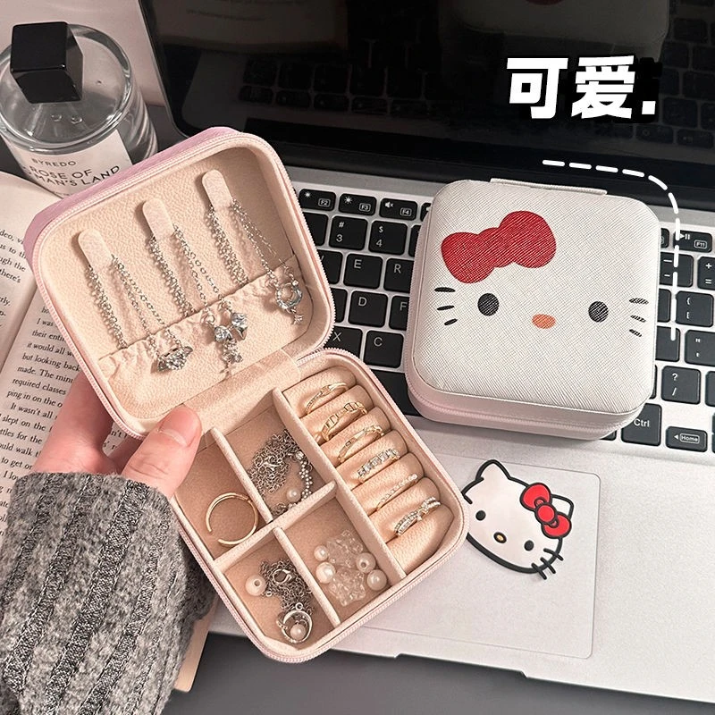 ins风可爱便携式首饰盒小巧迷你耳钉项链戒指饰品收纳盒大容量AAH