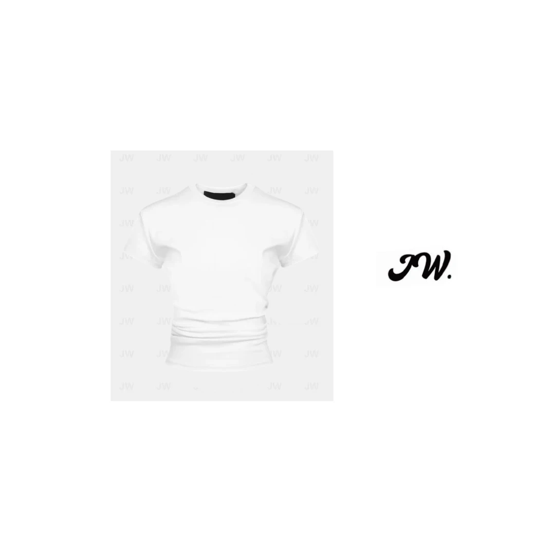 【JW.】ann孟佳同款～2025夏季新款女士小众显瘦感圆领收腰T恤♥