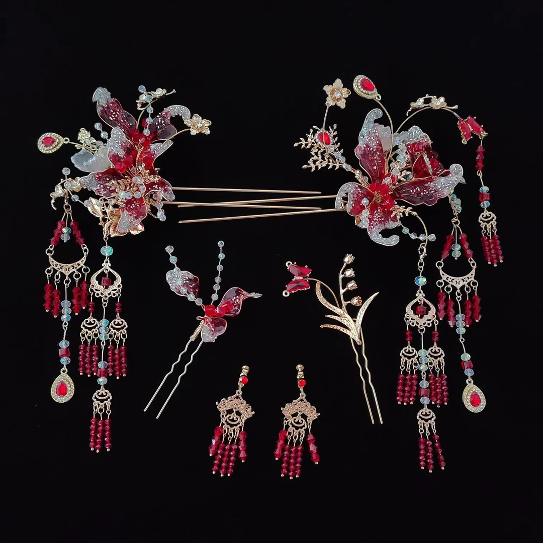 大红色水晶554新娘饰品