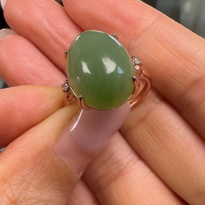 和田玉银S925镶嵌戒指