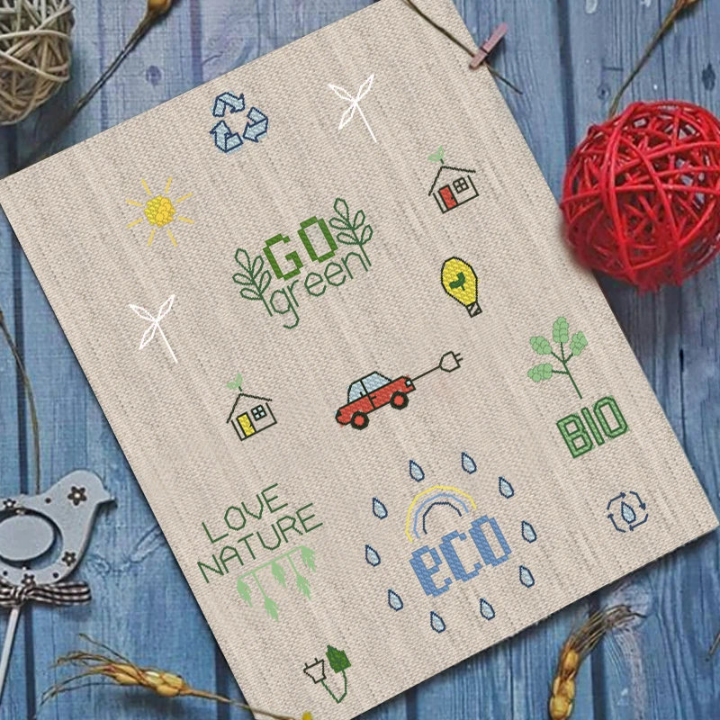 DMC十字绣新款正品绿色环保套件小件自己绣手工DIY解压亚麻布