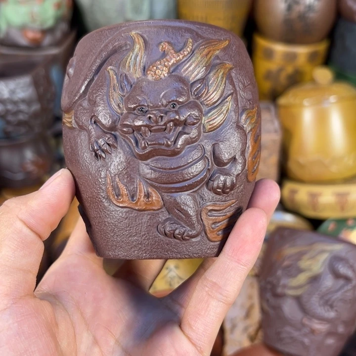 紫砂茶杯宜兴紫杯子