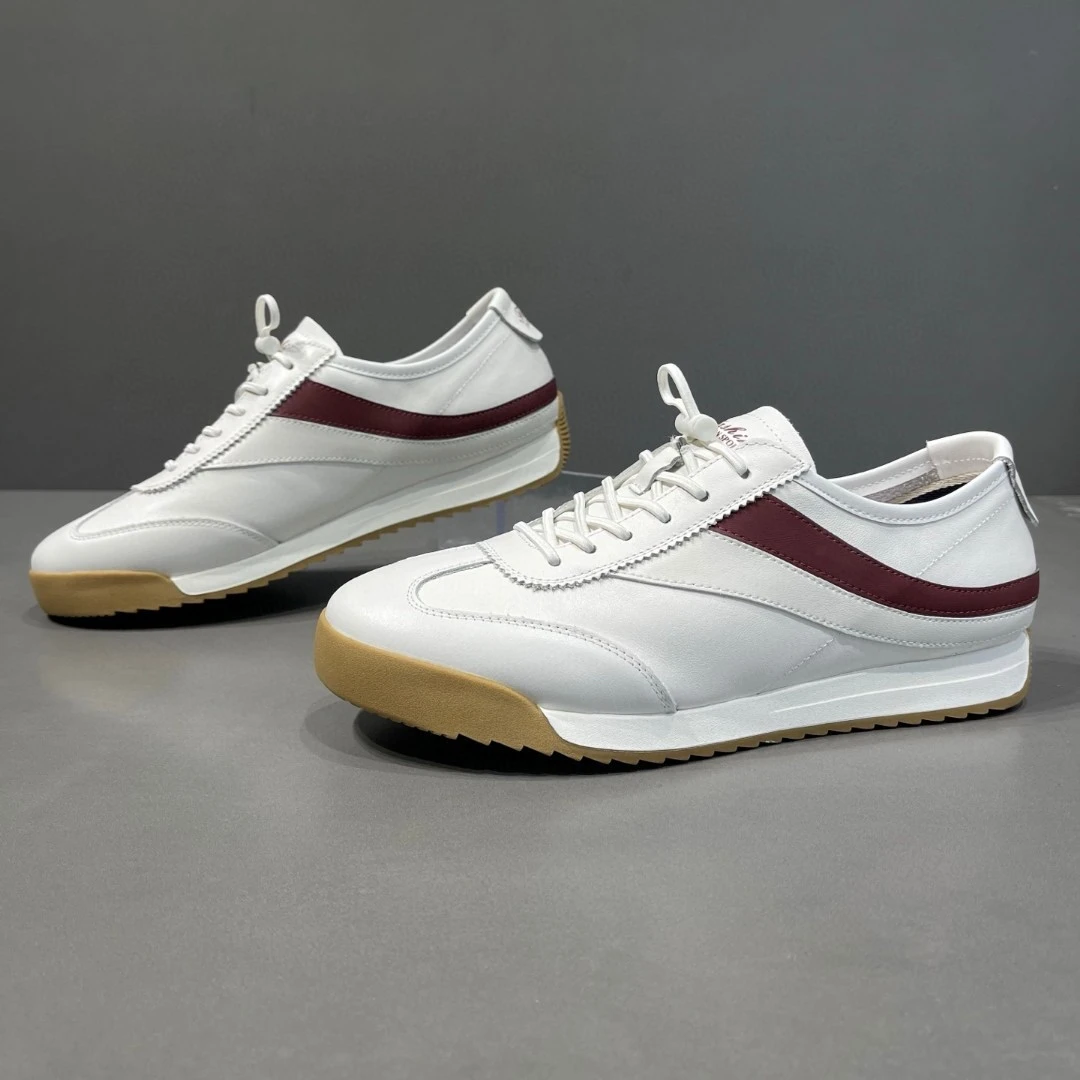 新款春季头层牛皮皮面小白鞋舒适男士休闲鞋百搭板鞋男鞋鞋子男款