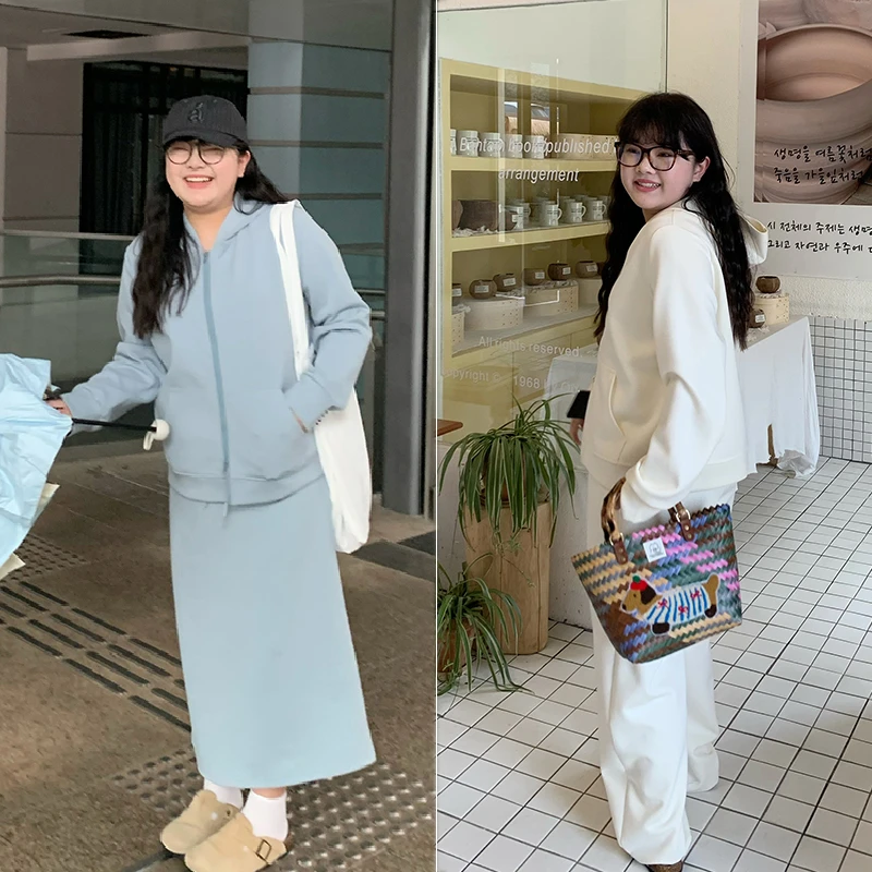 【元气少女】双拉链连帽卫衣外套+直筒半身裙/休闲裤 5580 5336