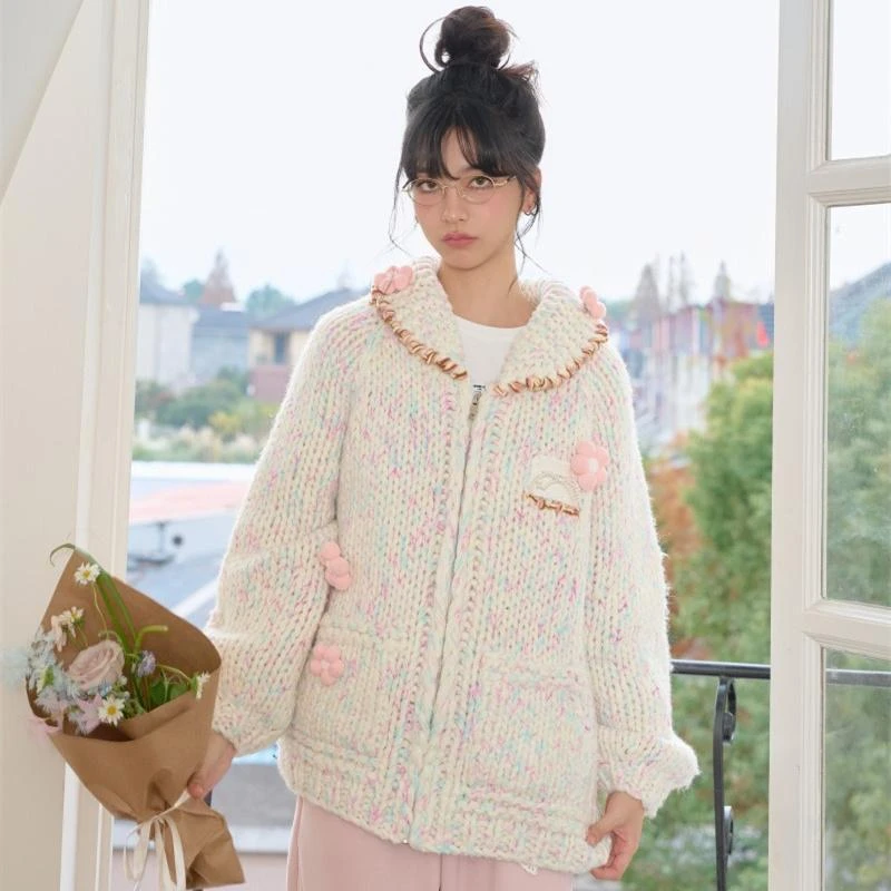 Cloud season芋泥波波秋冬毛衣外套连帽短款秋季甜美针织百搭休闲