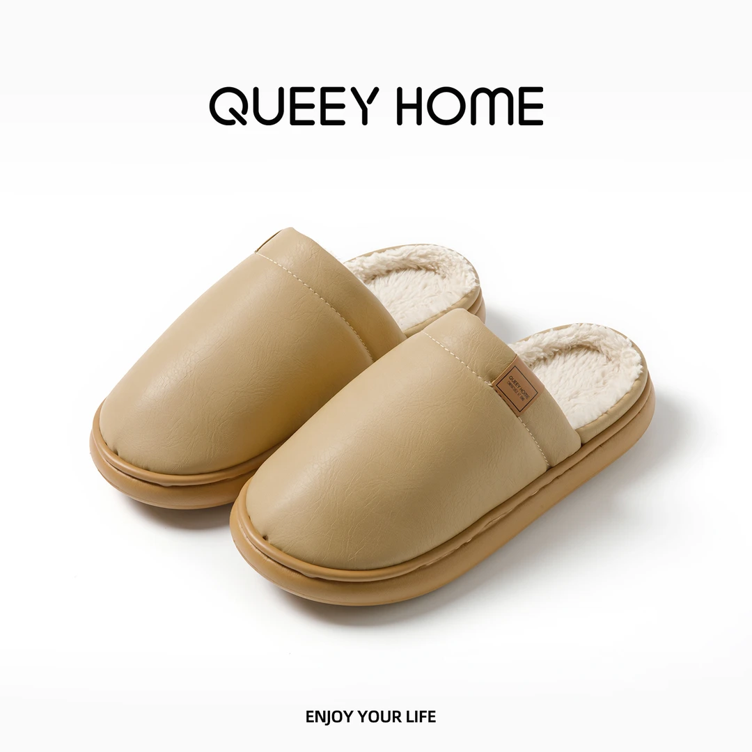 趣艺家官方店™防水帮面男士棉拖鞋秋冬居家防滑厚底舒适保暖棉拖