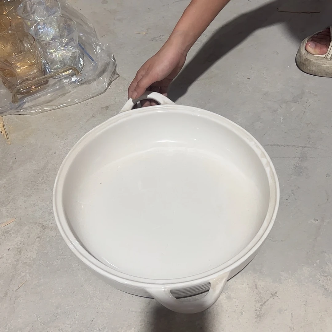 瓷片双耳白色外贸大盆一个