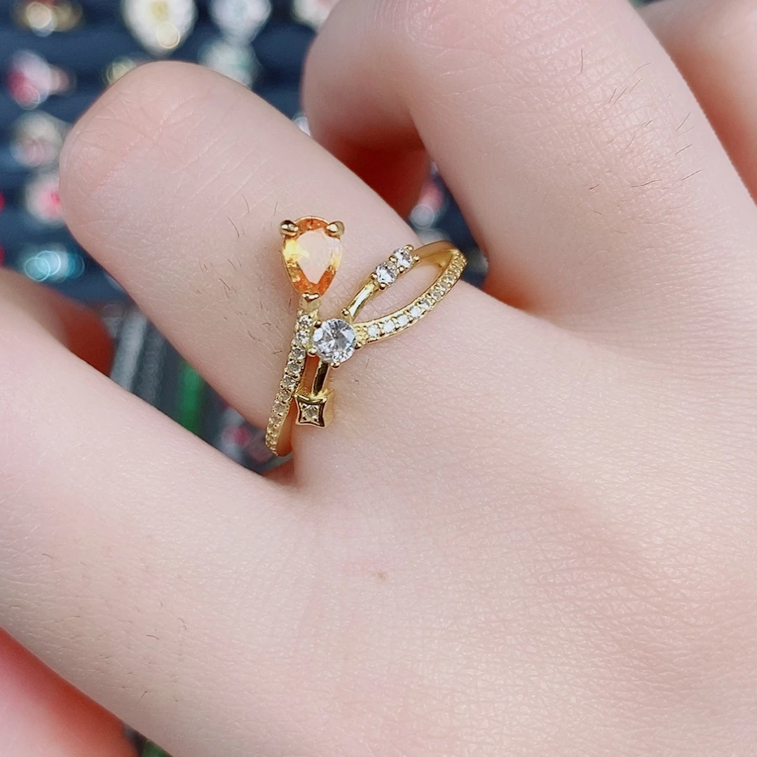 石榴石（芬达石）戒指银S925镶嵌