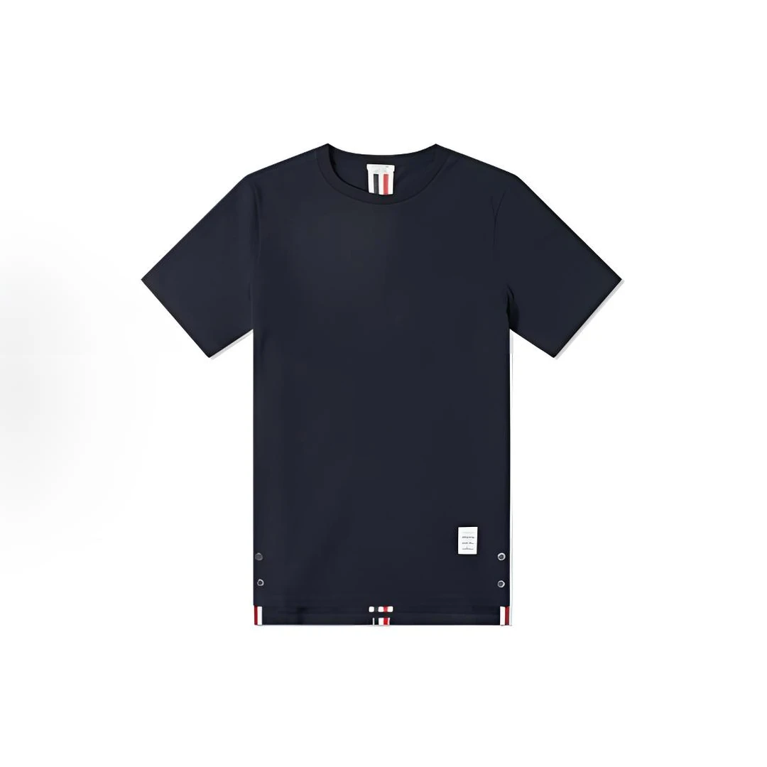 全新未使用 THOMBROWNE 纯色条纹圆领短袖T恤 皮蛋