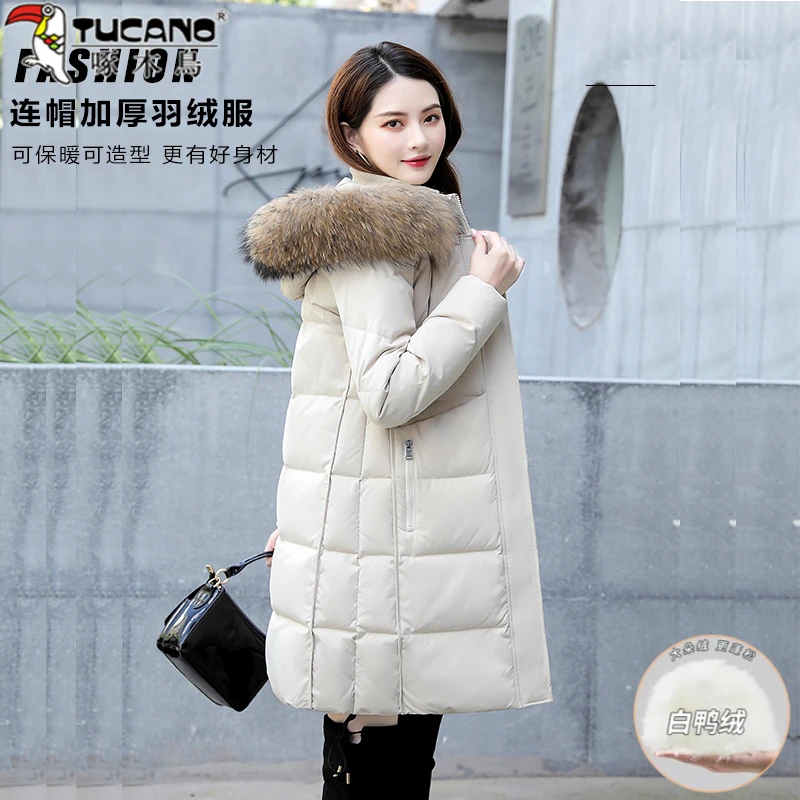 羽绒服女款爆款2025新款正品宽松时髦妈妈款冬季外套中长款羽绒衣