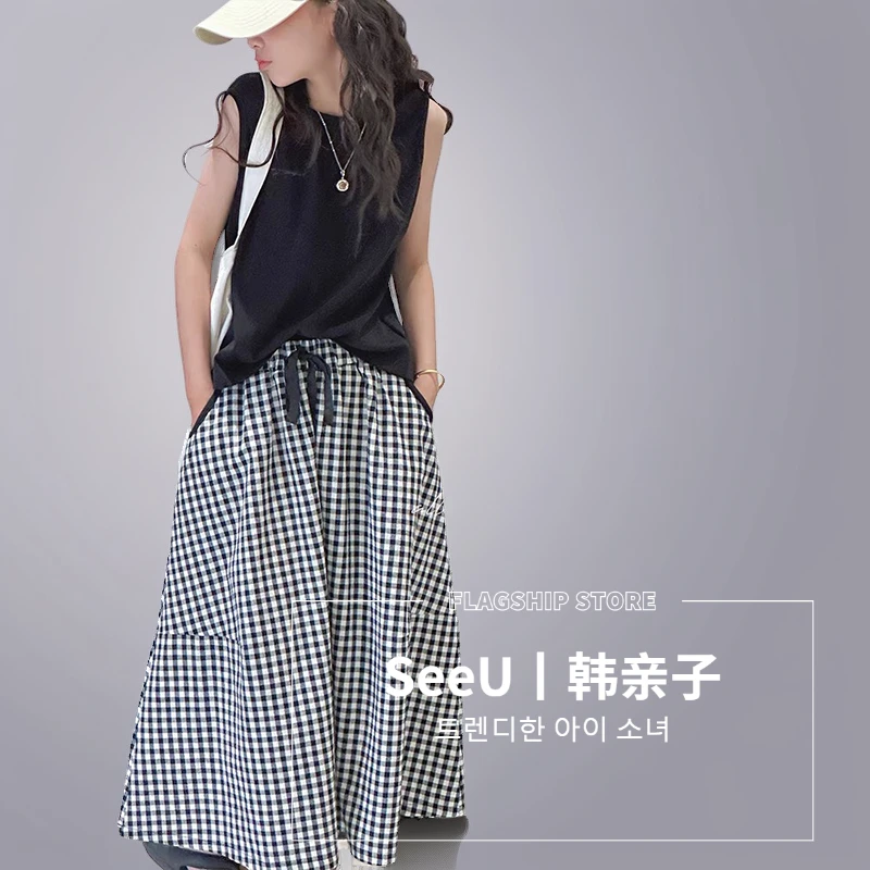 夏装新款时尚简约女童背心套装裙新款儿童童装两件套裙子女大童潮