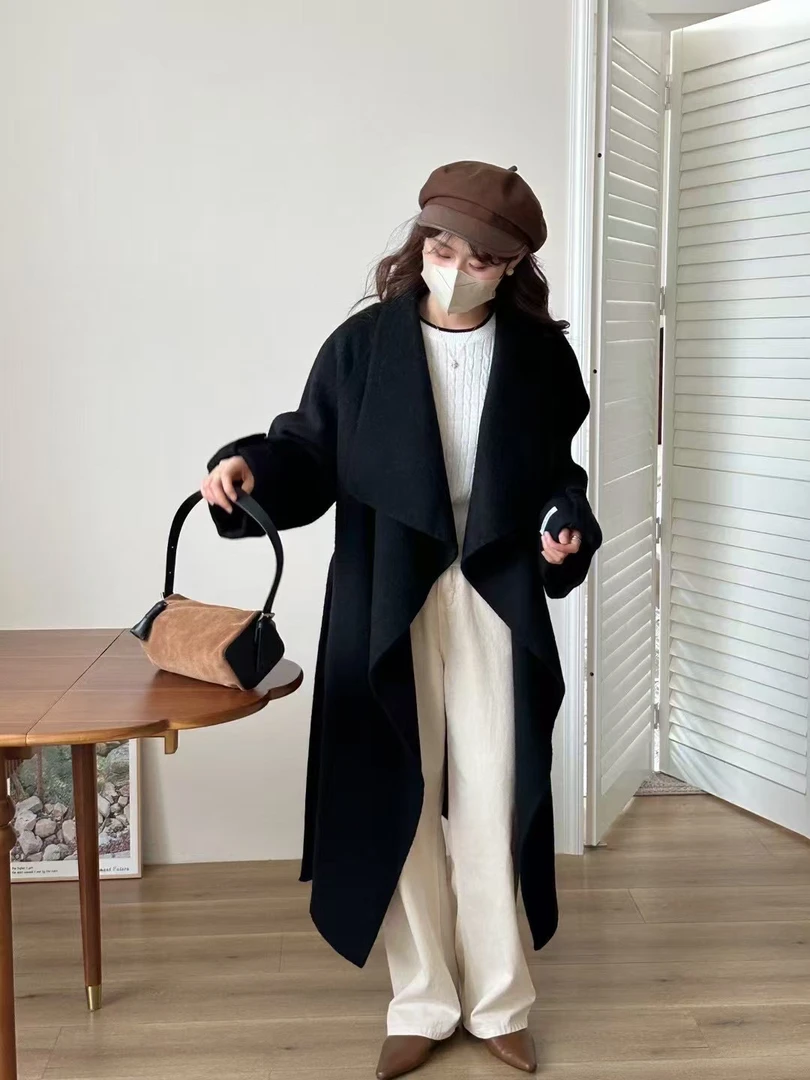 高品质100双面羊毛一粒扣子立领外套赫本风