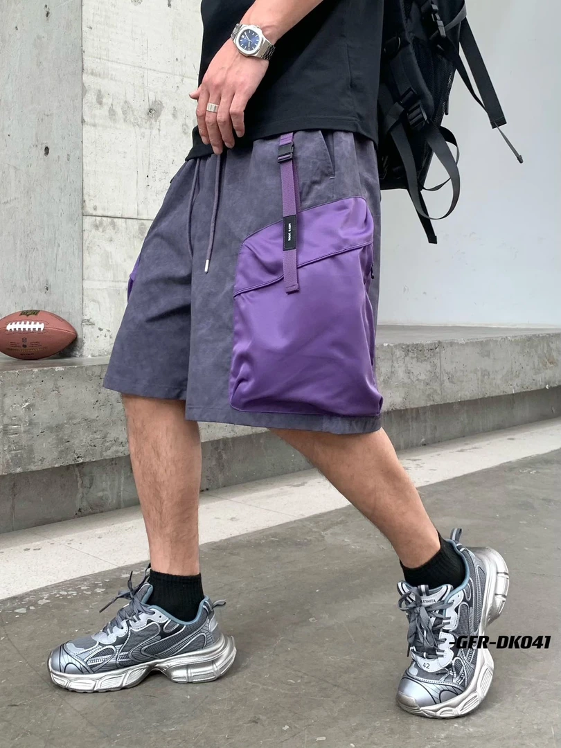 赛博机能感撞色解构设计薄款工装短裤男士2025夏季宽松美式五分裤